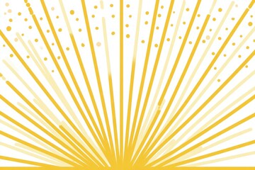Sunny burst. Yellow rays emanate from a central point, spreading upwards with scattered golden dots against a white background. Cheerful & bright