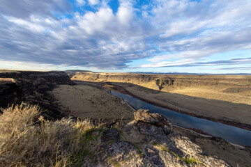 Sunrise arrives at the Snake River Canyon Idaho
