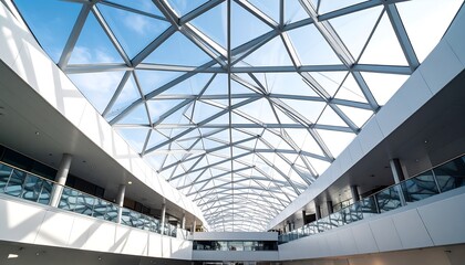 Obraz premium Modern Architectural Interior with Glass Ceiling and Natural Light, a Contemporary Design