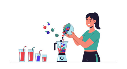 Healthy Smoothie Preparation With Fresh Berries and Juices is a Lifestyle Choice