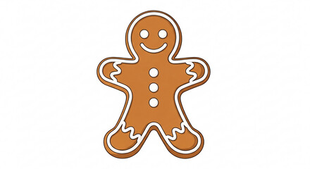 Isolated gingerbread man cookie decorated with white icing on a white background a classic Christmas treat