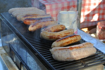 sausages on the grill