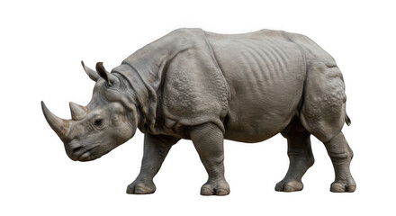 Powerful Adult Black Rhinoceros Isolated on Transparent PNG Background