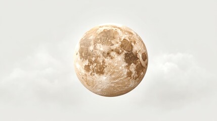 Naklejka premium Full Moon Glowing Brightly Against Soft Misty Clouds in a Serene Night Sky