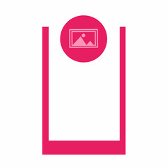 Minimalistic Pink Icon Design Showcasing an Art Frame Inside a Circle