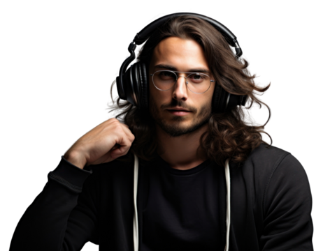 PNG Glasses headphones portrait headset.