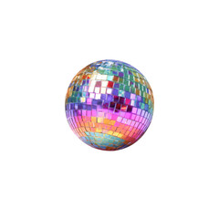 Obraz premium Vibrant disco ball reflecting colorful lights isolated on transparent background