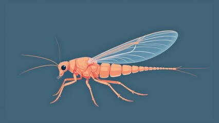 Flying insects on a light background