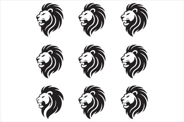 Obraz premium Majestic Lion Silhouettes – Vector Bundle for Logos, Tattoos, and Designs