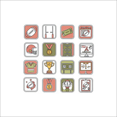 Rugby sport graphic elements and icons collection