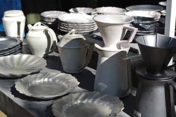 antique kitchen ware in flea market