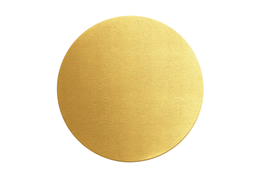 A gold colored oval with a pattern on it