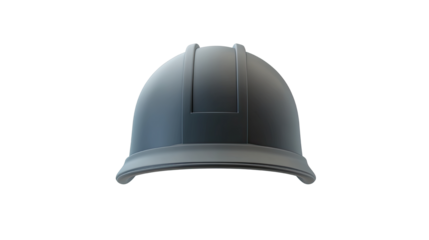 Protective dark gray construction safety helmet with strong hard shell industrial design isolated on white background