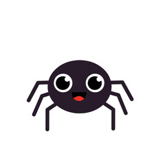 Smiling black spider cartoon vector with big eyes, isolated on white background, perfect for children’s books, Halloween theme, and nature education