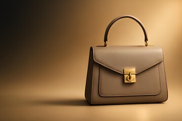 Elegant taupe leather handbag with gold accents for sophisticated style and professional look, perfect for fashion promotions and upscale branding