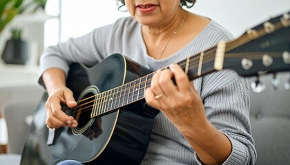 Fototapeta premium A scene where he plays the guitar while immersed in his emotions