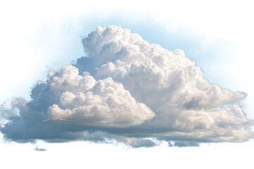 Fluffy, bright cloud against a pale blue sky. Isolated, puffy, white
