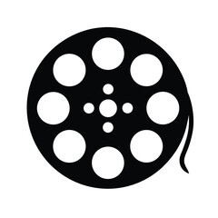 Film Reel Icon: Black and White Minimalist Movie Symbol Design