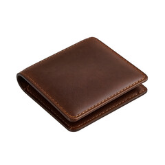 Brown Leather Bifold Wallet on white Background