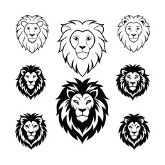Lion Head Logo Silhouette Collection for Branding and Design