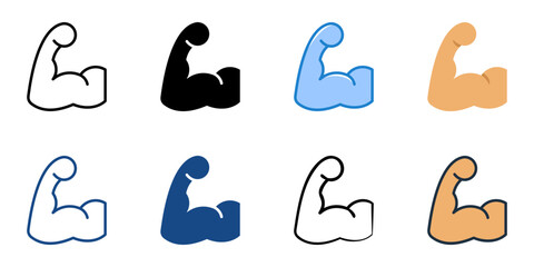 Muscle icon set multiple style collection 
