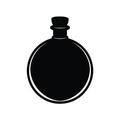 Round Glass Bottle Silhouette: Vintage Style, Monochrome, Liquor, Alcohol,  Dark, Mysterious Design Element