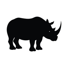 Black Rhinoceros Silhouette: Strong Bold African Wildlife Vector Graphic Illustration
