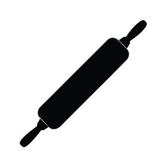 Black and White Silhouette of a Rolling Pin Baking Tool Icon
