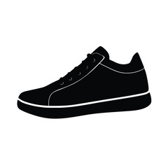 Black and White Silhouette of a Casual Sneaker Shoe Design Icon