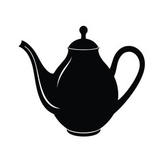 Classic Teapot Silhouette: Elegant Black and White Vector Illustration for Design Projects