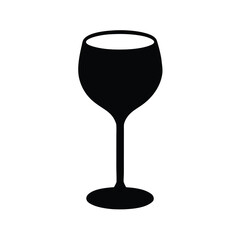 Simple Black and White Wine Glass Silhouette Icon Graphic Design Element