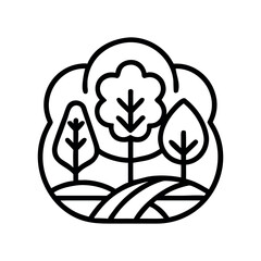 Fototapeta premium Black and White Trees with Pathway and Circular Icon