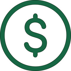 Simple Line Style Dollar Sign Inside Circle Currency Icon Illustration