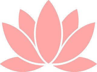 Flat Isolated Pink Lotus Flower Bloom Asian Culture Illustration