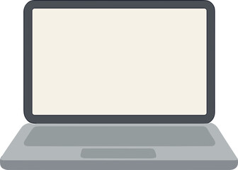Flat Style Digital Laptop Device with Blank Screen Simple Illustration