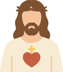 Simple Flat Jesus Christ Illustration Wearing a Crown of Thorns Icon