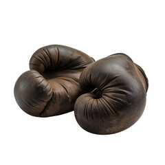 Vintage Brown Leather Boxing Gloves on white Background