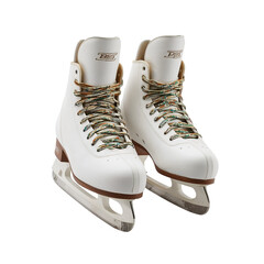 White Figure Skates with Colorful Laces on white Background