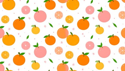Playful and refreshing citrus fruit pattern featuring oranges grapefruits and lemons