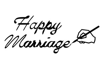 HAPPY MARRIAGE - HAPPY MARRIAGE word on white background