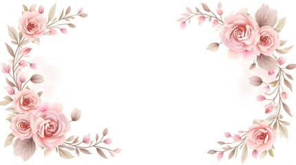 Floral Arrangement with Roses Watercolor Style for Invitation