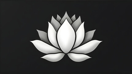 Fototapeta premium White Lotus Flower Illustration on Black Background