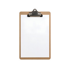 Clipboard with Blank White Paper on white Background