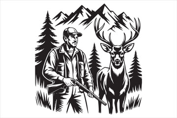 Black Deep Hunting Silhouette Pack – Hunters and Wildlife Vector Set