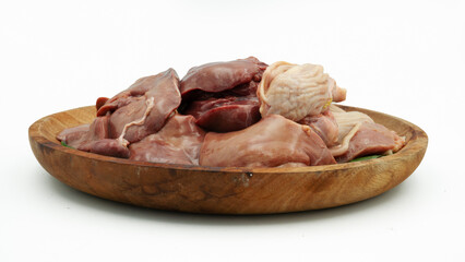 Raw chicken livers isolated on white background