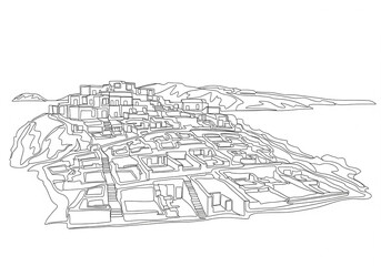 Obraz premium Akrotiri in Greece one line drawing style 