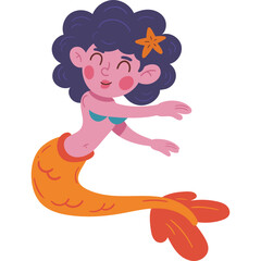 Magical Mermaid Illustration in Flat Vector Style