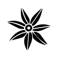 Obraz premium Minimalist Black and White Star Anise Spice Pod Icon Graphic