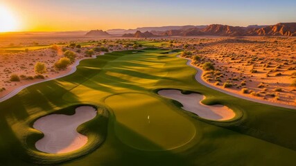 Desert Golf Course at Sunset: Serene Fairway