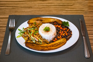 typical Venezuelan food Creole pavilion - Pabellon criollo